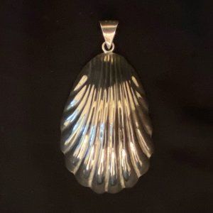 Large Sterling Silver Mexican Seashell Pendant
